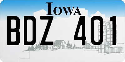 IA license plate BDZ401