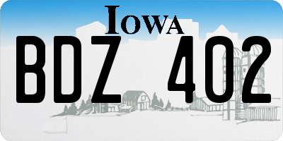 IA license plate BDZ402