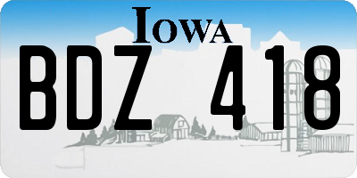 IA license plate BDZ418
