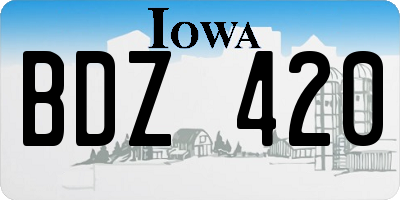 IA license plate BDZ420