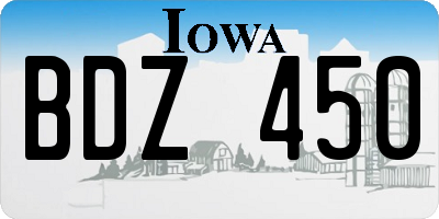 IA license plate BDZ450