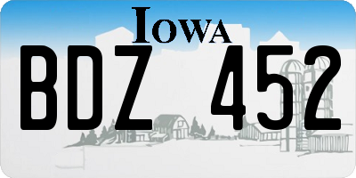 IA license plate BDZ452