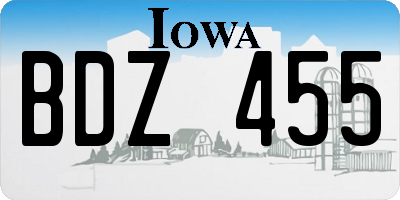 IA license plate BDZ455