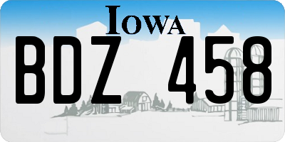 IA license plate BDZ458