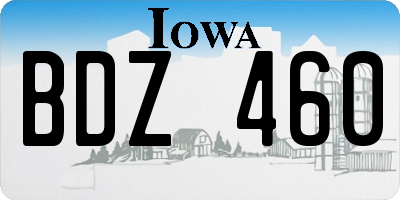 IA license plate BDZ460