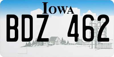 IA license plate BDZ462