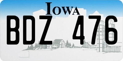 IA license plate BDZ476