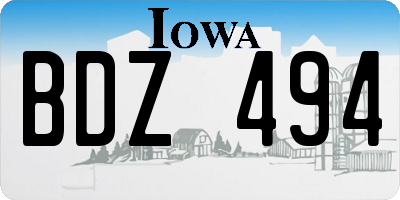IA license plate BDZ494