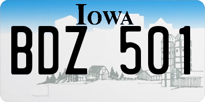 IA license plate BDZ501