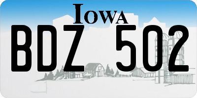 IA license plate BDZ502