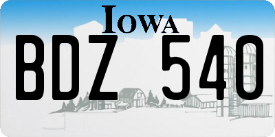 IA license plate BDZ540