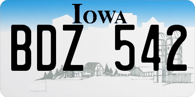 IA license plate BDZ542