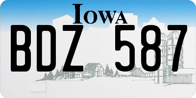 IA license plate BDZ587
