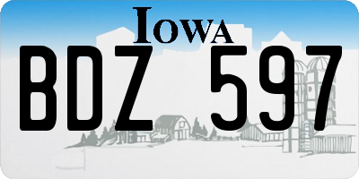 IA license plate BDZ597