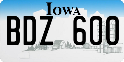 IA license plate BDZ600