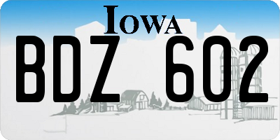 IA license plate BDZ602