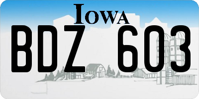 IA license plate BDZ603