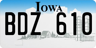 IA license plate BDZ610
