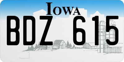 IA license plate BDZ615
