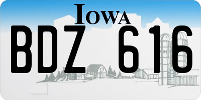 IA license plate BDZ616