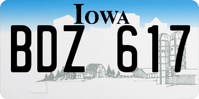 IA license plate BDZ617