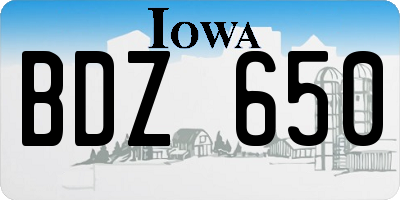 IA license plate BDZ650