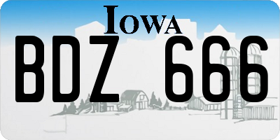 IA license plate BDZ666