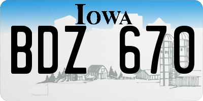 IA license plate BDZ670
