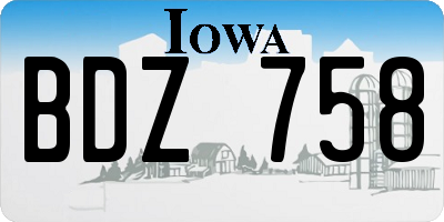 IA license plate BDZ758
