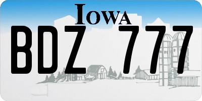 IA license plate BDZ777