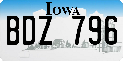 IA license plate BDZ796