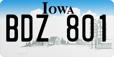 IA license plate BDZ801