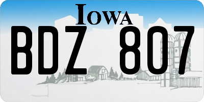 IA license plate BDZ807
