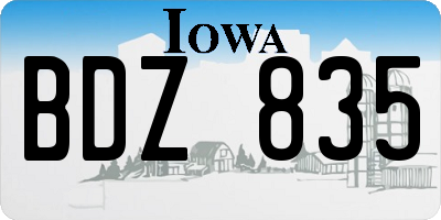 IA license plate BDZ835