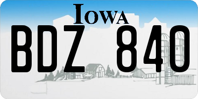 IA license plate BDZ840