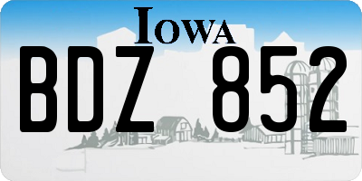IA license plate BDZ852
