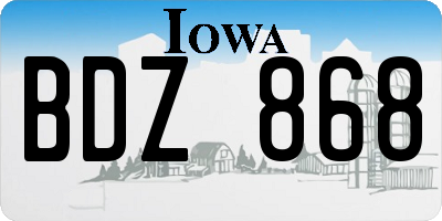 IA license plate BDZ868