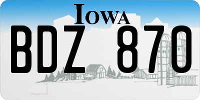 IA license plate BDZ870