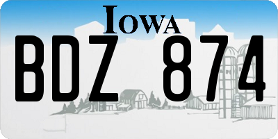 IA license plate BDZ874