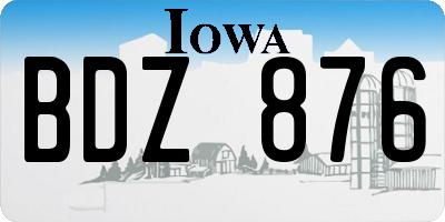 IA license plate BDZ876