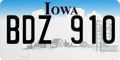 IA license plate BDZ910
