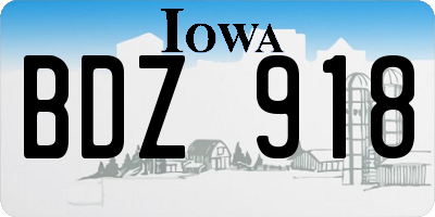 IA license plate BDZ918