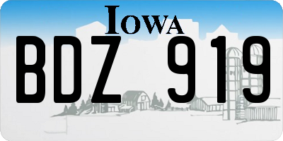 IA license plate BDZ919