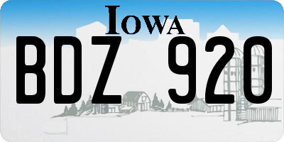 IA license plate BDZ920