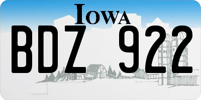 IA license plate BDZ922