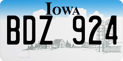 IA license plate BDZ924