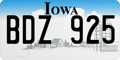 IA license plate BDZ925