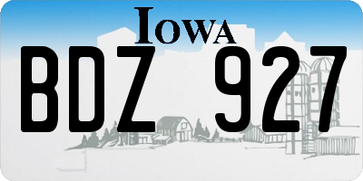 IA license plate BDZ927