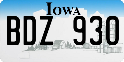 IA license plate BDZ930