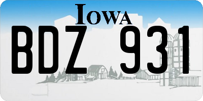 IA license plate BDZ931